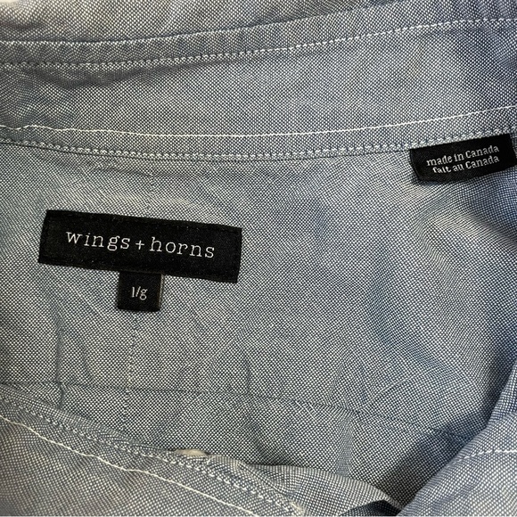 3/$20 ❤️ Wings+horns Blue Button Up Shirt US L - Picture 6 of 8